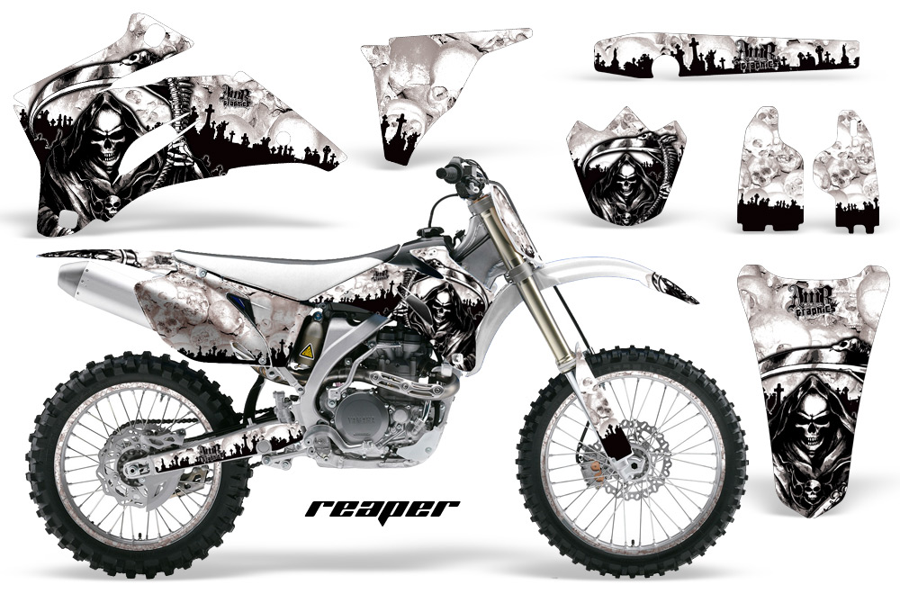 Yamaha YZ 250F 450F 02-09 Graphics Kit Reaper White NPs